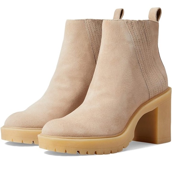 Dolce Vita Caster Ankle Boot waterproof suede leather tan platform chunky - Picture 2 of 11